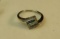 14K white gold ring - size 8 7/8 - 6 emeralds & many 0.1 diamonds (estate jewelry)