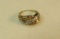 10K -yellow &white gold - diamond cut ring - size 7 3/4 (estate jewelry)