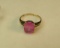 10K -yg- ring size 8 1/4 w/pink stone (estate jewelry)