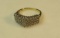 14K -yg- ring size 8,  w/white gold heads & clear stones - weight 3.5 grams (estate jewelry)