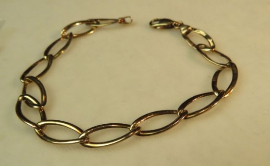 14K -yg- 7" bracelet - oval links (estate jewelry)