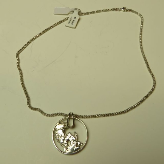 Sterling slider w/abstract sterling & 18" sterling chain