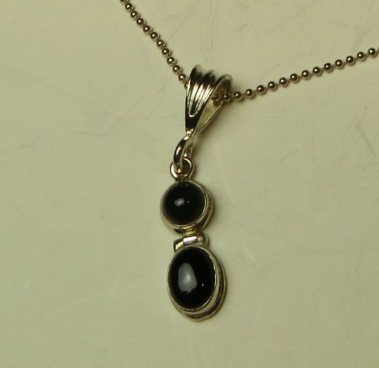 Double onyx pendant on 20" sterling chain