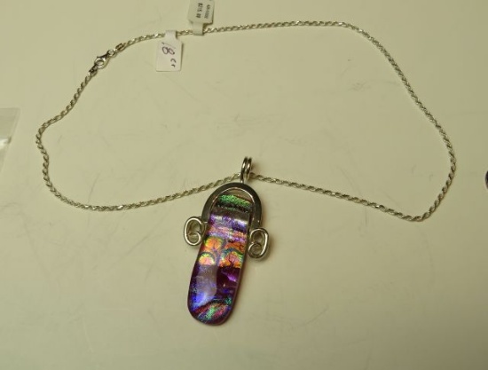 Sterling dichroic pendant on 18" sterling chain