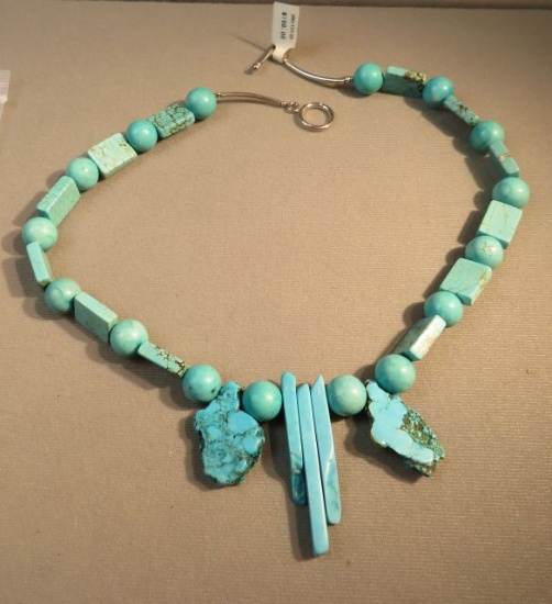 18" necklace - turquoise w/silver toggle clasp
