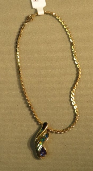 14K - yg- slider with opal & tanzanite (display bracelet chain)