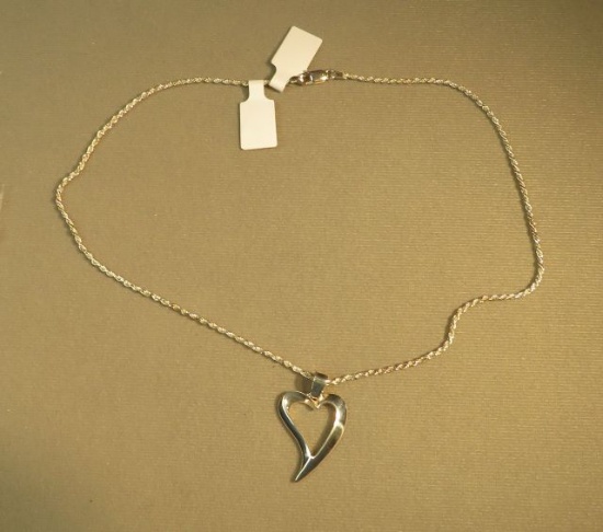 Sterling heart necklace on 16" cable chain