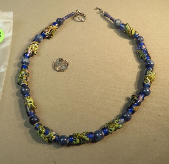 17" frog on a log necklace