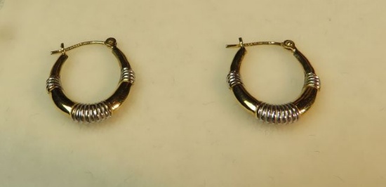 Gold tone snap bar hoop earrings (estate jewelry)