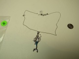 Sterling pendant - mermaid w/inlaid opal on 18