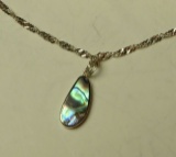 Abalone pendant in sterling bezel on sterling 16