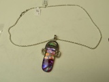 Sterling dichroic pendant on 18