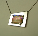 Sterling dichroic framed pendant on 18