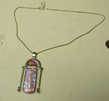 Sterling dichroic pendant on 18
