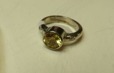 designer sterling round yellow cubic zirconia ring size 11 1/4