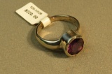 Sterling - round purple cubic zirconia ring size 10 1/4, weight 7.2 g