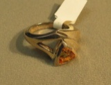 Sterling trillion cut citrine ring size 7.1/2, weight 11.1 g
