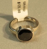 Sterling round black c.z. ring size 5, weight 6.3 g