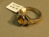 Sterling oval citrine ring size 8 3/4, weight 6.6 g