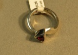 Sterling trillion cut tourmaline ring size 7 3/4, weight 5.6 g