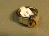 Sterling oval citrine ring size 7 1/2, weight 7.6 g