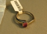 Sterling pink round cabachone ring size 8 1/2, weight 5.2 g