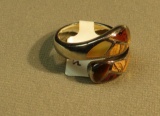 Sterling by-passed various stones ring size 7 3/4, weight 8.5 g