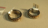 2 Stainless Steel rings with chain 1 -@68 size 11 weight 7.8 g, 1 - @60 size 7, weight 6.3