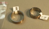 2 Stainless Steel rings  with 3 gold color insets 1 - @60 size 9, 1- @68 size 12 3/4