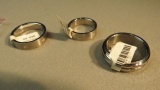 3 Stainless Steel rings with screws, 1 gold colored @68 size 11, & 2 silver colored 1- @50 size 7 1/