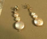 Sterling fresh water 3 pearl drop post earrings