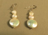 Sterling shepherds hook fresh water 3 pearl drop earrings