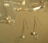 Sterling silver long dangle fresh water pearl earrings