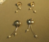 Sterling silver fresh water pearl - shield on post earrings