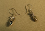 Sterling silver shepherd hook earrings - Abalone Turtle