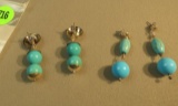 Sterling silver post earrings - turquoise