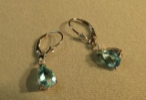 Sterling silver earrings blue Helenite - leverback