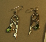 Sterling silver earrings peridot - shepherd hook
