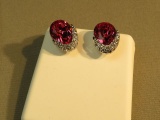 Pink Swarovski crystal earrings - post
