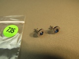 Sterling silver Rhodium coated post earrings - blue crystals & c.z.