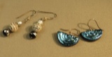 Sterling silver shepherd hook earrings - 1 silvertone & 1 turquoise glass