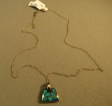 14K - yg- inlay, opal, purse shape pendant with 18