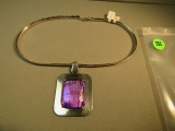 Sterling pink pendant surroundded by sterling frame on 18