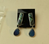 Sterling post dangle earrings with abalone & opal