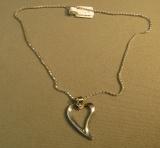 Sterling heart necklace on 16