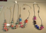 glass bead necklaces silvertone 16 1/2