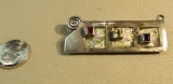 Roman glass lapel pin/pendant w/3 colored stones