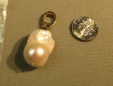 Large fresh water pearl 925 gold plated slider