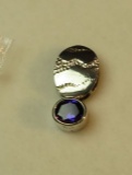 Sterling slider w/round purple c.z. (estate jewelry)