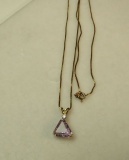14K -yg- trillion cut amethyst w/0.3 diamond & 24